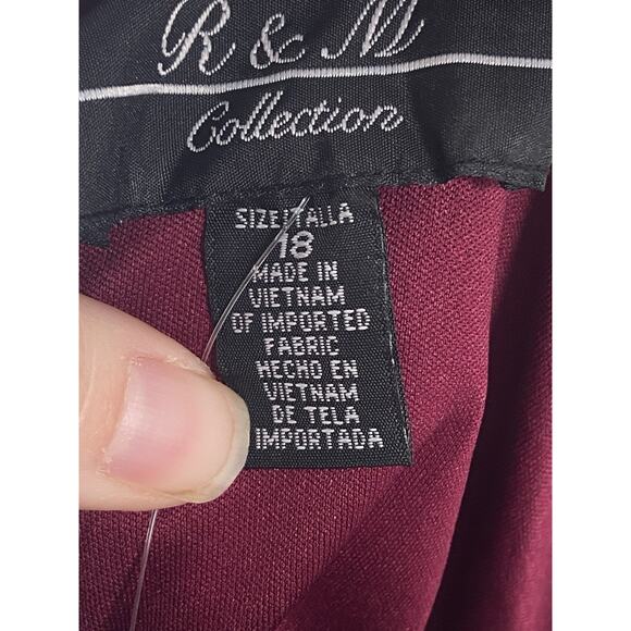 R & M Collec. Womens Size 18 Merlot Off the Shoulder Rhinestone Strap Gown Dress - Picture 5 of 8